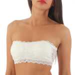 Damen Bandeau-BH Bra Büstenhalter Trägerlos Top mit Spitze;