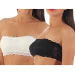 Damen Bandeau-BH Bra Büstenhalter Trägerlos Top mit Spitze;