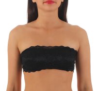 Damen Bandeau-BH Bra Büstenhalter Trägerlos Top mit Spitze; Schwarz S