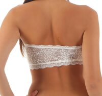 Damen Bandeau-BH Bra Büstenhalter Trägerlos Top mit Spitze; Ecru S