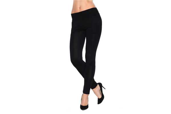 Damen Treggings Jeggings Leggings Hose mit Taschen; Schwarz/XL/2XL 42/44
