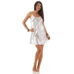 Damen kurzes Satin Negligé Nachtkleid Nachthemd Satin; S M L XL 2XL