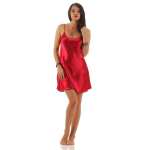 Damen kurzes Satin Negligé Nachtkleid Nachthemd Satin; S M L XL 2XL