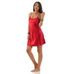 Damen kurzes Satin Negligé Nachtkleid Nachthemd Satin; S M L XL 2XL