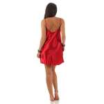 Damen kurzes Satin Negligé Nachtkleid Nachthemd Satin; S M L XL 2XL