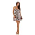 Damen kurzes Satin Negligé Nachtkleid Nachthemd Satin; S M L XL 2XL