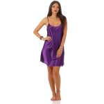 Damen kurzes Satin Negligé Nachtkleid Nachthemd Satin; S M L XL 2XL