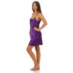 Damen kurzes Satin Negligé Nachtkleid Nachthemd Satin; S M L XL 2XL