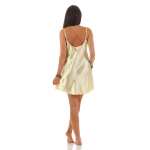 Damen kurzes Satin Negligé Nachtkleid Nachthemd Satin; S M L XL 2XL
