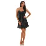 Damen kurzes Satin Negligé Nachtkleid Nachthemd Satin; S M L XL 2XL