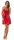 Damen kurzes Satin Negligé Nachtkleid Nachthemd Satin; Rot XL