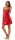 Damen kurzes Satin Negligé Nachtkleid Nachthemd Satin; Rot XL