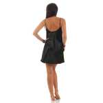 Damen kurzes Satin Negligé Nachtkleid Nachthemd Satin; Schwarz L