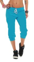 Damen Jogginghose 3/4 Capri Sport-Hose Baumwolle; Türkis M/38