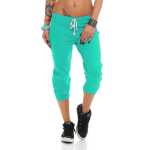Damen Jogginghose 3/4 Capri Sport-Hose Baumwolle; Mintgrün 4XL/48
