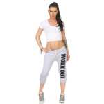 Damen 3/4 Jogginghose mit "WORK OUT"; Grau-Schwarz M/38