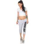 Damen 3/4 Jogginghose mit "WORK OUT"; Grau-Schwarz M/38
