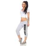 Damen 3/4 Jogginghose mit "WORK OUT"; Grau-Schwarz M/38