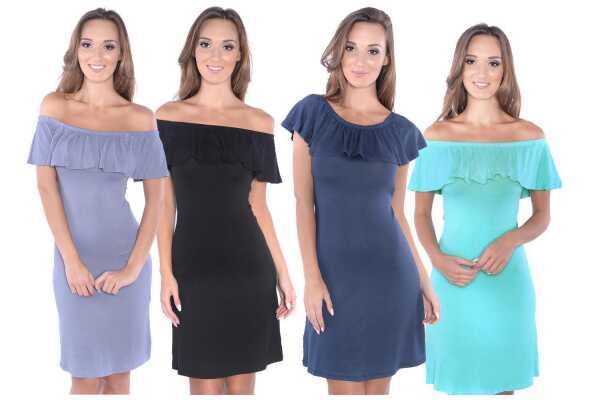 Damen Sommerkleid Off-Shoulder Trägerlos;