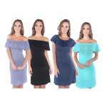 Damen Sommerkleid Off-Shoulder Trägerlos;