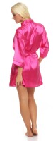 Damen Morgenmantel kurzer Kimono in Satin-Optik; Pink XXL
