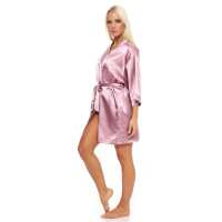 Damen Morgenmantel kurzer Kimono in Satin-Optik; Heide XXL
