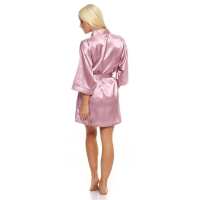 Damen Morgenmantel kurzer Kimono in Satin-Optik; Heide XXL