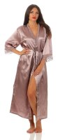 Damen langes Kimono Seidenrobe Morgenmantel; Cappucino S