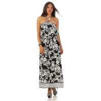 Damen Maxi Neckholder Kleid Sommerkleid mit Blumenmuster;...