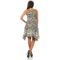 Damen Kleid Strandmode Ärmellos Sommerkleid; Zebra ecru/S/M