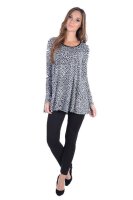 Damen Tunika Shirt Langarm Locker im Animal-Look;