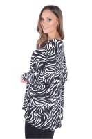 Damen Tunika Shirt Langarm Locker im Animal-Look;