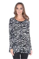 Damen Tunika Shirt Langarm Locker im Animal-Look;