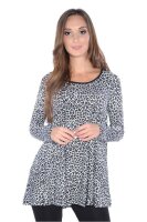 Damen Tunika Shirt Langarm Locker im Animal-Look;