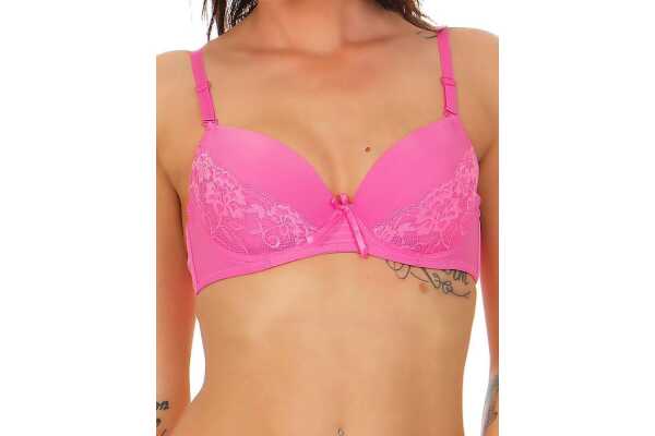 Wattierte Bügel BHs mit Spitze Büstenhalter Unterwäsche Cup B; Pink 70 B