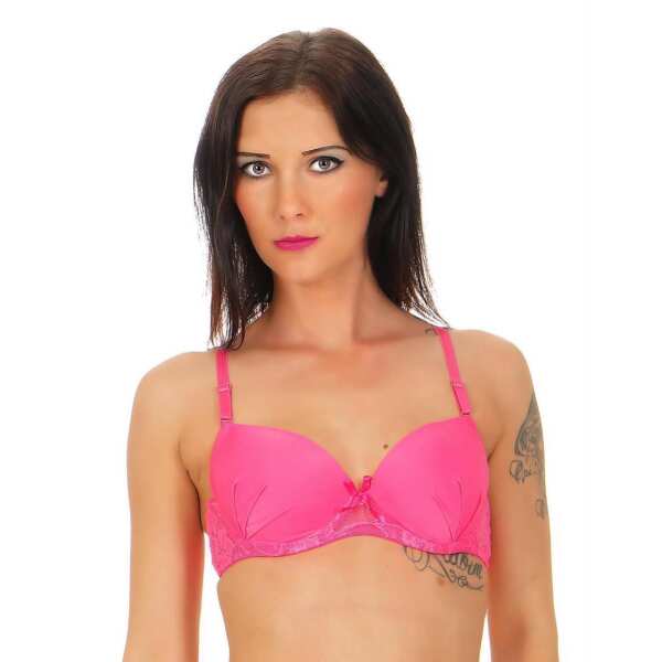 Wattierte Bügel BHs mit Spitze Büstenhalter; Pink 75 B