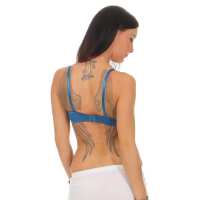 Wattierte Bügel BHs mit Spitze Büstenhalter; Blau 85 B