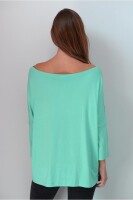 Damen Langarm Bluse Oberteil mit Motiv; Mintgrün/L/XL