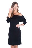 Damen Off-Shoulder Kleid 3/4 Arm Trägerlos;