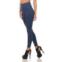 Damen Leggings Hochbund Bauchweg Mieder Miederhose; Dunkelblau S/M