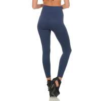 Damen Leggings Hochbund Bauchweg Mieder Miederhose; Dunkelblau S/M
