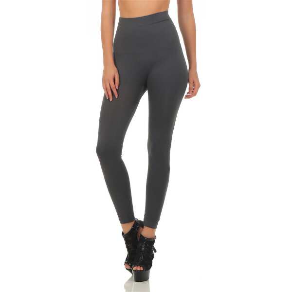 Damen Leggings Hochbund Bauchweg Mieder Miederhose; Grafit S/M