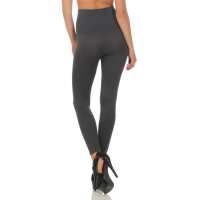 Damen Leggings Hochbund Bauchweg Mieder Miederhose; Grafit S/M