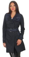 Damen Trenchcoat Mantel Parker Jacke; Dunkelblau S