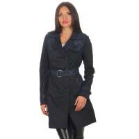 Damen Trenchcoat Mantel Parker Jacke; Dunkelblau L