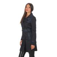 Damen Trenchcoat Mantel Parker Jacke; Dunkelblau L