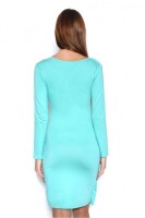 Damen Kleid Wickelkleid Langarm Raffungen V-Ausschnitt; Mintgrün/2XL/3XL
