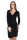 Damen Kleid Wickelkleid Langarm Raffungen V-Ausschnitt; Schwarz/2XL/3XL