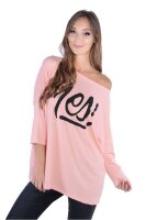 Damen Langarm Bluse Oberteil mit Yes Druck;