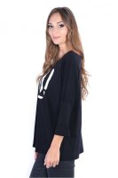 Damen Langarm Bluse Oberteil mit Yes Druck;